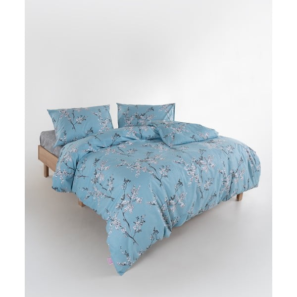 Set copripiumino e federa blu in cotone renforcé per letto singolo 140x200 cm Blue Floral – Mila Home Luxury-image-2