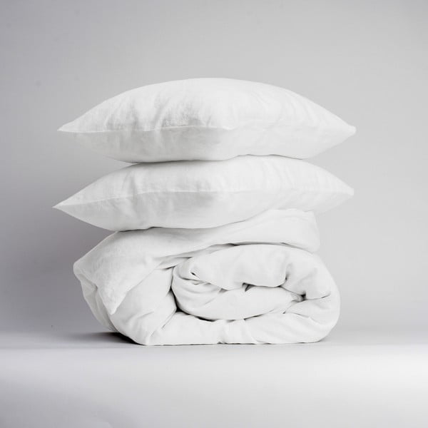 Set bianco per letto matrimoniale (copripiumino e federe) 200x220 cm - Linen Tales-image-1