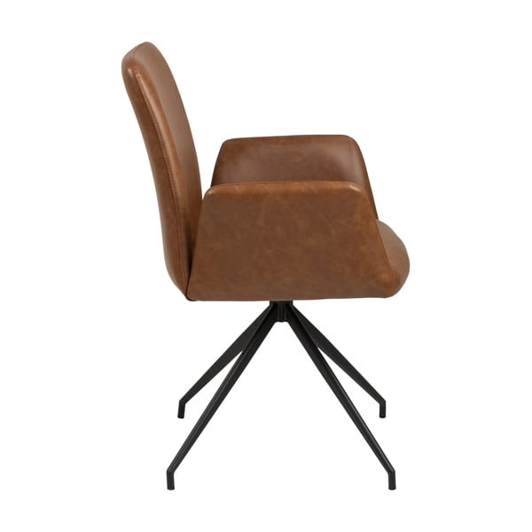 Sedia da pranzo marrone cognac in imbottito con braccioli Naya – Actona-image-4