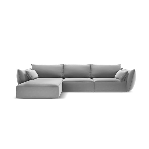 Divano angolare grigio chiaro (con penisola a sinistra/con chaise lounge) con rivestimento in velluto Vanda – Mazzini Sofas