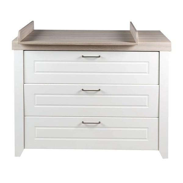 Cassettiera bassa per bambini bianca in olmo con fasciatoio 120x98 cm Felicia - Roba-image-2