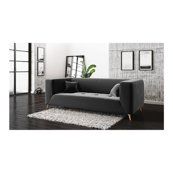 Divano in velluto grigio scuro , 187 cm Toro - MESONICA-image-3