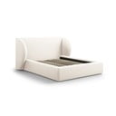 Letto matrimoniale imbottito beige con contenitore con griglia 200x200 cm Miley - Micadoni Home