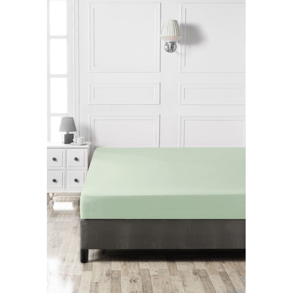 Lenzuolo con angoli in verde chiaro in cotone 140x200 cm – Mijolnir-image-2