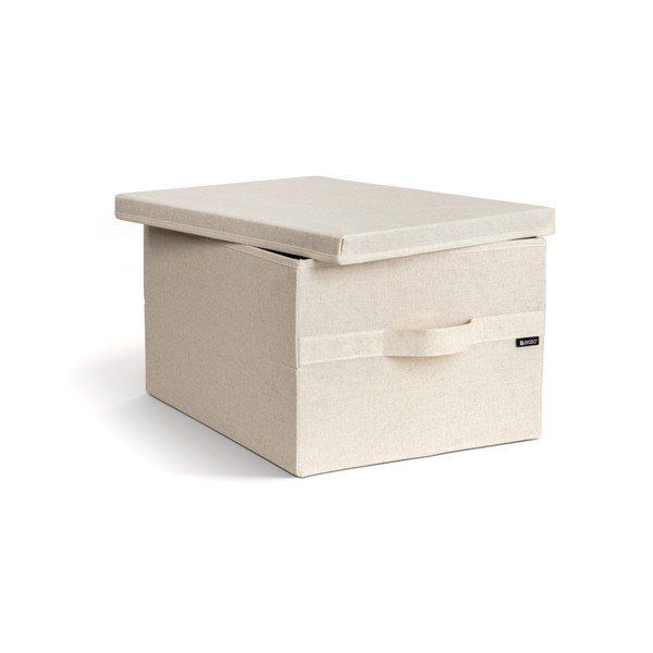 Scatola con coperchio beige in tessuto 36x46x25 cm Soft Storage Large – Bigso-image-1