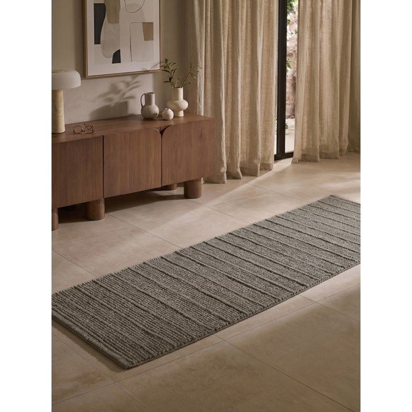 Passatoia grigio scuro/marrone scuro in lana tessuta a mano 80x250 cm Camden Parker – Ted Baker-image-1