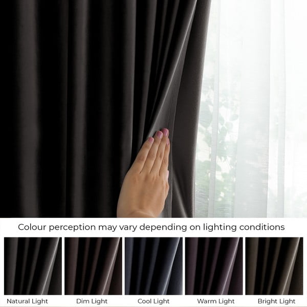 Tenda parzialmente oscurante nera in velluto 140x270 cm Eyelets – Restilo-image-4