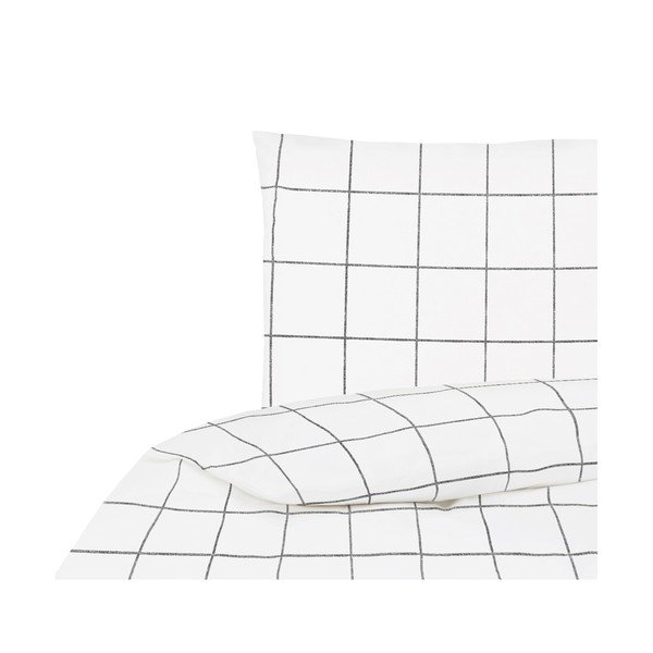 Biancheria da letto in cotone bianco e nero per letto singolo , 135 x 200 cm Juna - Westwing Collection-image-2