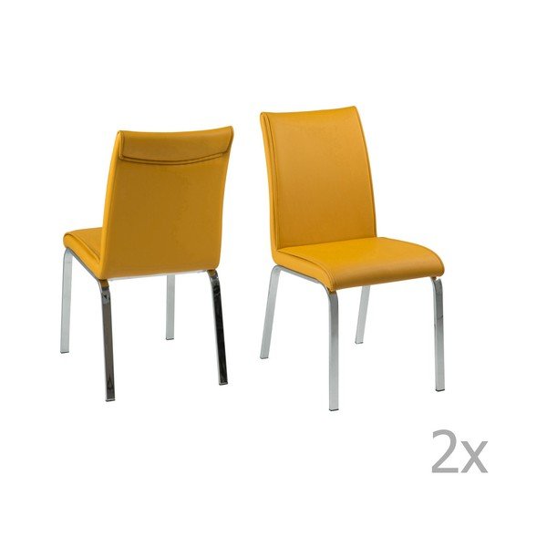 Sada 4 žlutých jídelních židlí Actona Leonora