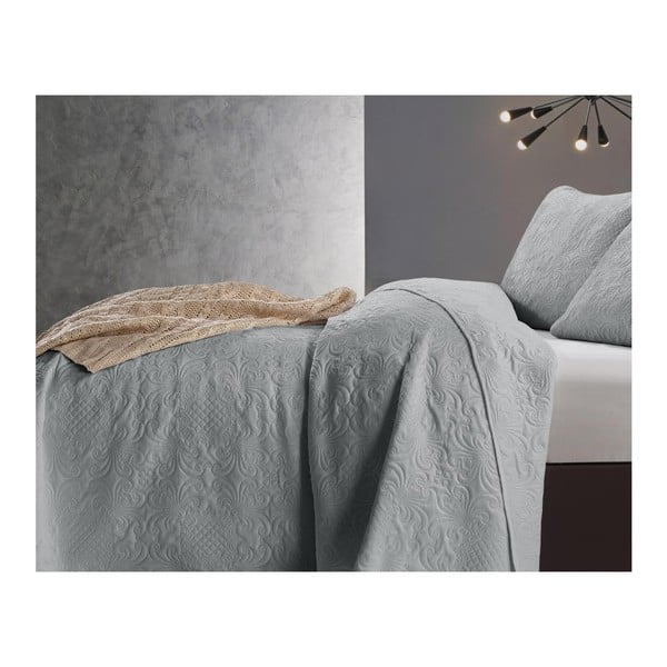 Copriletto in microfibra grigio chiaro con federa Velvet Clara, 180 x 250 cm - Dreamhouse-image-2