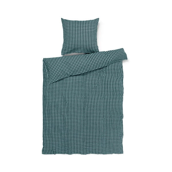 Set copripiumino e federa verde e blu in crêpe per letto singolo 140x200 cm Bæk&Bølge – JUNA