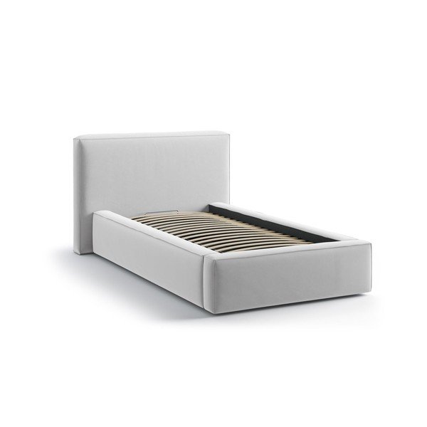 Letto singolo imbottito argentato con contenitore con rete inclusa 90x200 cm Jodie – Micadoni -image-2
