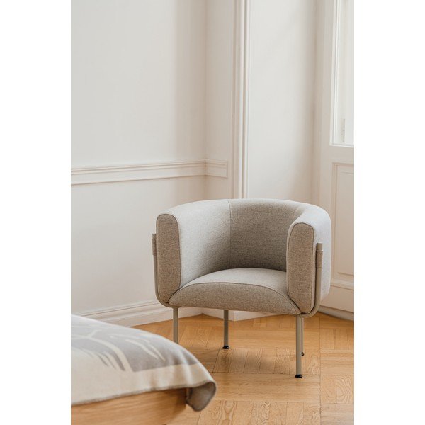 Poltrona grigia con rivestimento in lana Ubi – noo.ma-image-1