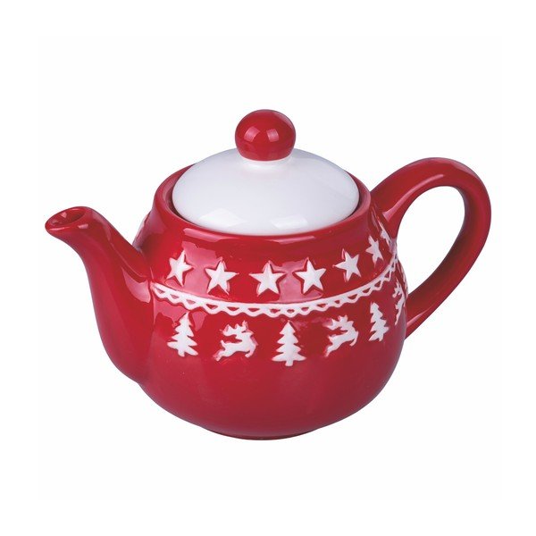 Teiera in ceramica natalizia rossa e bianca 520 ml Xmas - VDE Tivoli 1996-image-1
