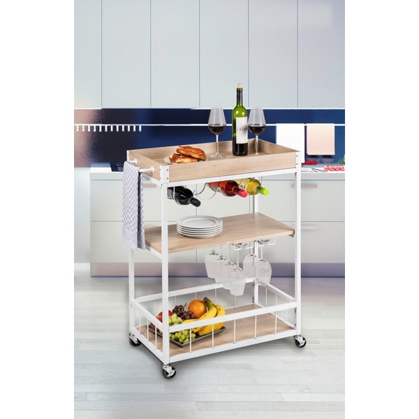 Tavolo da portata su ruote 40x80 cm Rustico - Wenko-image-1