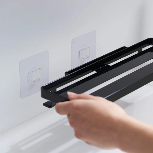 Mensola da bagno senza foratura nera opaca in acciaio Film Hook – YAMAZAKI-image-3