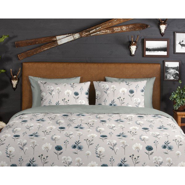 Set copripiumino e federa grigio in flanella per letto singolo 140x200 cm Gioia – Good Morning-image-2
