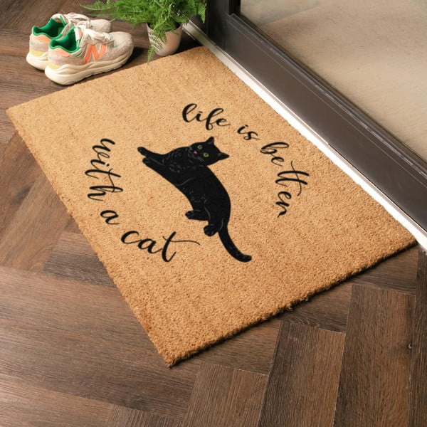 Zerbino in fibre di cocco 40x60 cm Life Is Better With a Cat – Artsy Doormats-image-1