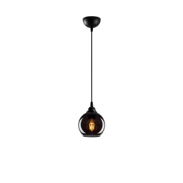 Lampadario nero con paralume in vetro ø 15 cm Smoked – Opviq lights-image-2