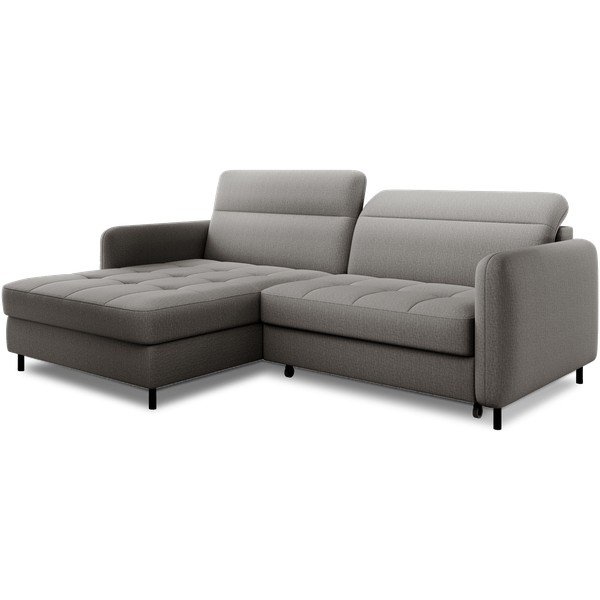 Divano angolare grigio allungabile/con contenitore (con penisola a sinistra/con chaise lounge) e rivestimento in velluto Gomsi – ELTAP-image-2