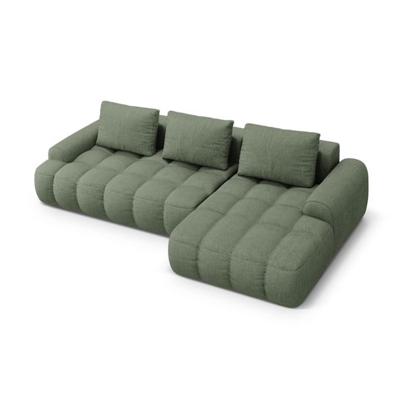 Divano angolare verde allungabile/con contenitore (con penisola a destra/con chaise lounge) Linz – Cosmopolitan Design-image-3