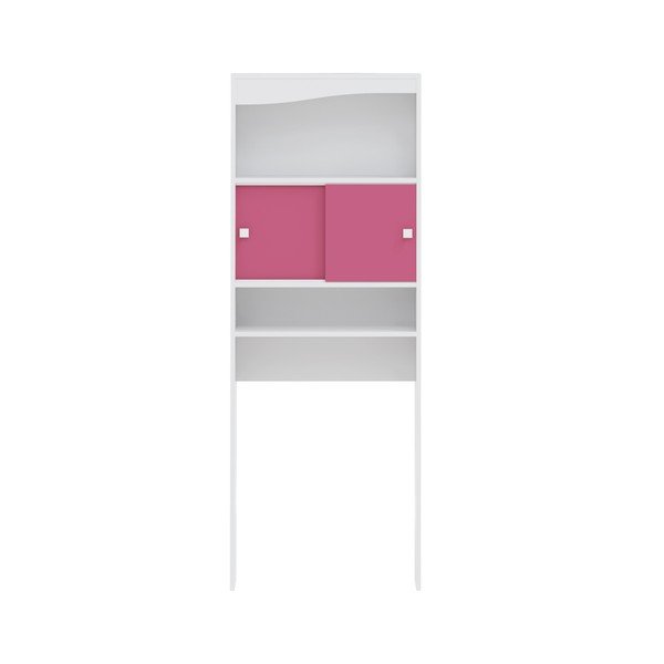 Mobile da bagno rosa sopra la lavatrice Wave, larghezza 60 cm - TemaHome