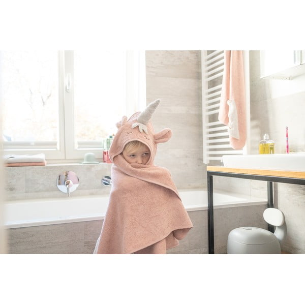 Asciugamano per neonati in cotone rosa con cappuccio 75x75 cm Unicorn - Kindsgut-image-4
