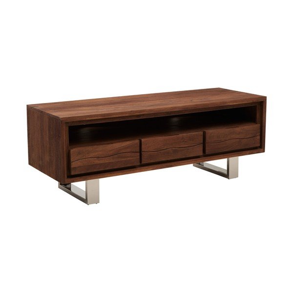 Mobile TV colore naturale scuro in acacia massiccia 140x52x50 cm Simla – Premier Housewares