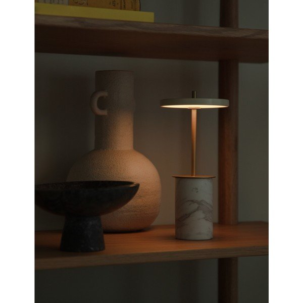 Lampada da tavolo dimmerabile a LED in marmo crema con paralume in metallo (altezza 25,5 cm) Asteria Move Mini - UMAGE-image-1
