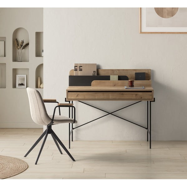 Scrivania in stile segreteria in rovere massiccio 60x113 cm Lila – Marckeric-image-1