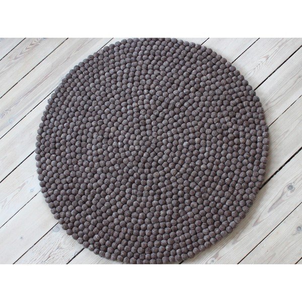 Tappeto in lana marrone noce, ⌀ 120 cm Ball Rugs - Wooldot-image-1