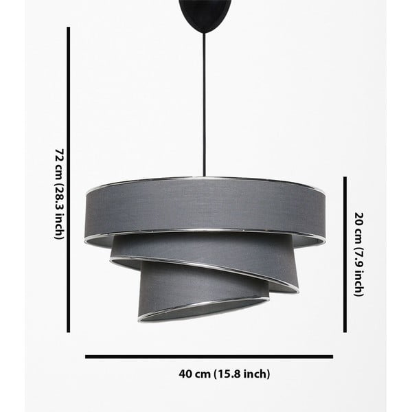 Lampadario color antracite/argentato con paralume in tessuto ø 40 cm Couper – Opviq lights-image-2