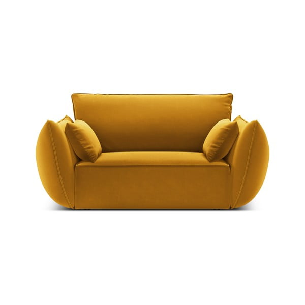 Poltrona color senape con rivestimento in velluto Vanda – Mazzini Sofas-image-2