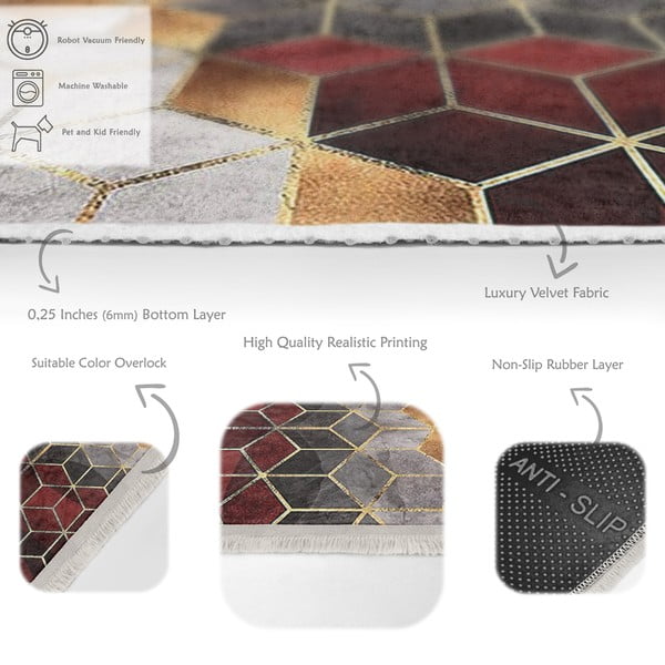 Tappeto lavabile grigio e vino 160x230 cm Optic - Mila Home-image-4