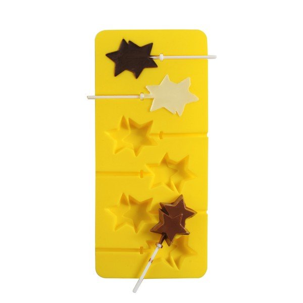 Žlutá silikonová forma na čokoládová lízátka Mason Cash Starry