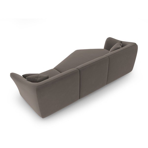 Divano con penisola marrone con rivestimento in velluto Tokyo – Cosmopolitan Design-image-4