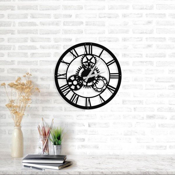 Orologio da parete nero Davin Clock, ⌀ 48 cm - Wallity-image-1