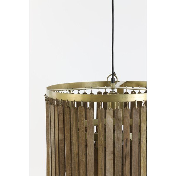 Lampadario marrone con paralume in legno Gularo – Light & Living-image-3