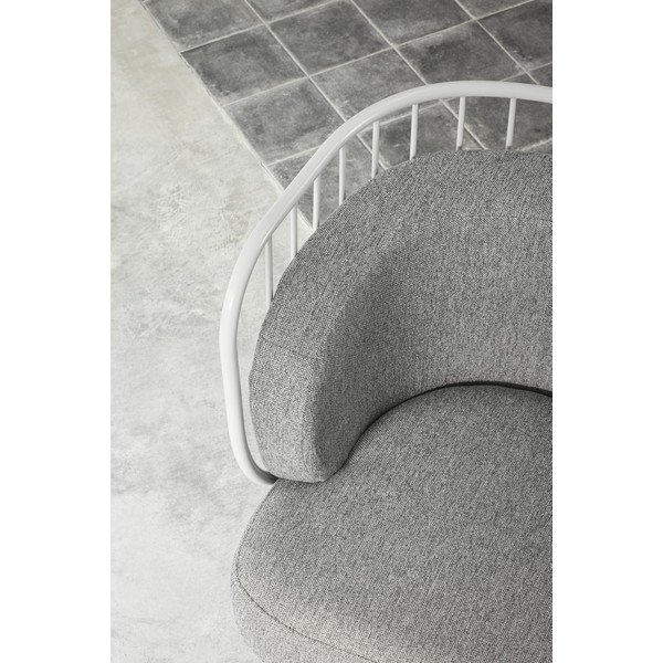 Poltrona in metallo bianco con rivestimento grigio Nabi - Teulat-image-1
