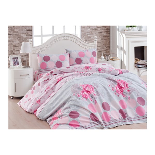 Biancheria da letto matrimoniale Lili in cotone rosa ranforce, 200 x 220 cm - Unknown