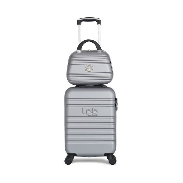 Set di valigie grigie a 4 ruote e astuccio per cosmetici Aurelia - LPB