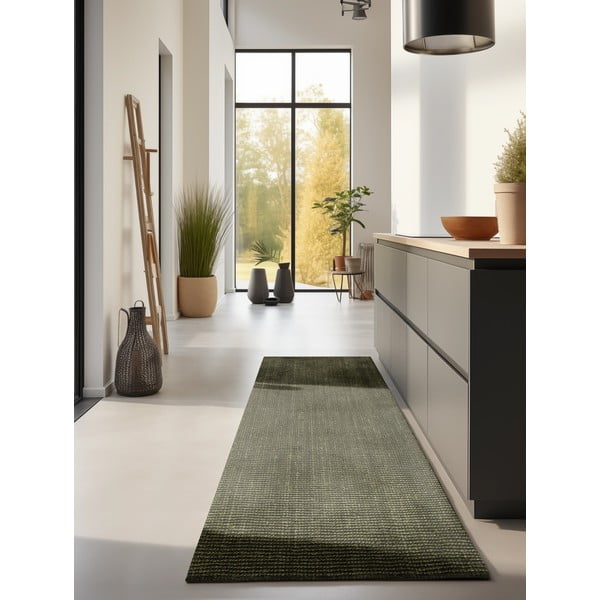 Passatoia color kaki in iuta 80x200 cm Bouclé – Hanse Home-image-1
