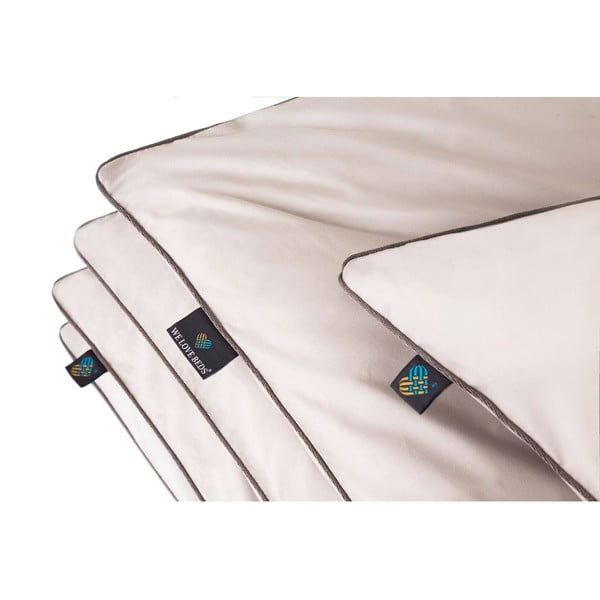 Copripiumino esteso grigio chiaro per letto matrimoniale in cotone egiziano 200x220 cm Perla - WeLoveBeds-image-1