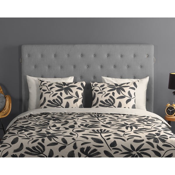 Set copripiumino e federa nero/beige in cotone per letto singolo ed esteso 140x220 cm Emilia – Good Morning-image-2