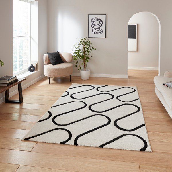 Tappeto bianca e nera 160x230 cm Linear Curve – Catherine Lansfield-image-2