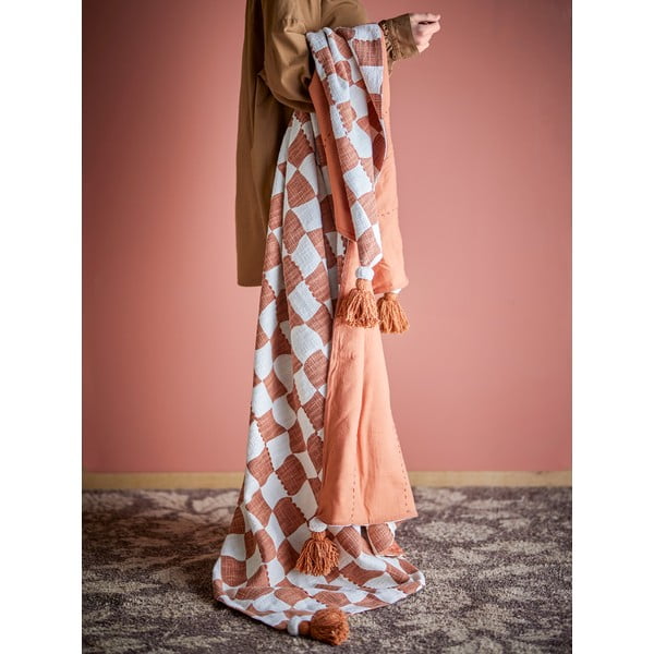 Coperta marrone e beige in cotone 130x150 cm Chola – Bloomingville-image-2