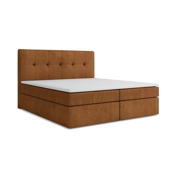 Letto boxspring color terracotta con contenitore 160x200 cm Palta – Makamii