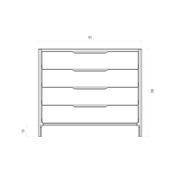 Cassettiera bassa in legno di quercia in colore naturale 95x80 cm Twig - The Beds-image-4