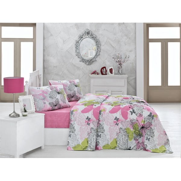 Copriletto in cotone per letto matrimoniale Belinda Butterfly, 200 x 230 cm - Mijolnir