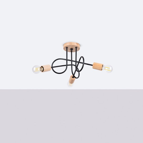 Plafoniera nera/di colore naturale 14x56 cm Tumber – Sollux-image-2